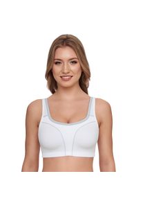 Sport-BH SuSa "Move high", Damen, Gr. 85, Cup A, grau (wei&szlig;, grau), Microtouch, Obermaterial: 47% Polyester, 42% Polyamid, 11% Elasthan, unifarben mit Farbeinsatz, bequem, BHs Sport-BH, nahtlos vorgeformte Cups, Microfaser, elastisch