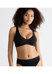 Soft-BH Sloggi "Basic+", Damen, Gr. 80, Cup C, schwarz, Single Jersey, Obermaterial: 80% Baumwolle, 18% Elasthan, 2% Polyamid, unifarben, Basic, BHs Soft-BH, perfekter Sitz, ohne B&uuml;gel, ohne Einlagen, tiefer V-Ausschnitt