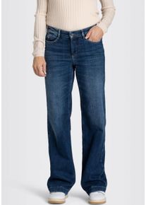 Weite Jeans MAC "Dream Wide authentic", Damen, Gr. 34, L&auml;nge 34, blau (cobalt authentic wash34), Denim/Jeans, Obermaterial: 90% Baumwolle, 7% Elastomultiester, 3% Elasthan, straight fit lang, Jeans Weite Jeans, mit formendem Shaping-Effekt
