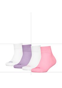 Kurzsocken Puma "Puma KIDS HEART LOGO QUARTER 4P ECOM", M&auml;dchen, Gr. 27-30, lila (pink, lila, wei&szlig;), Materialmix, unifarben, Socken Kurzsocken, mit verst&auml;rkter Ferse