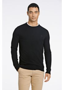Strickpullover LINDBERGH, Herren, Gr. M, schwarz, Strick, Obermaterial: 80% Viskose, 20% Nylon, bestickt, unifarben, slim fit h&uuml;ftbedeckend, Rundhals, B&uuml;ndchen, Pullover Strickpullover, mit Logo-Stickerei