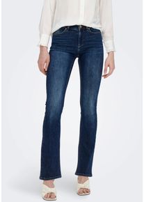 Bootcut-Jeans Only "ONLBLUSH MID FLARED DNM TAI021", Damen, Gr. XL (42), L&auml;nge 30, blau (dunkelblau denim), Denim/Jeans, Obermaterial: 92% Baumwolle, 6% Elastomultiester, 2% Elasthan, Abriebeffekte, Jeans Bootcut-Jeans