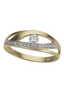Goldring Firetti "Schmuck Geschenk Gold 333 bicolor, zweifarbig, verschlungene Optik" Gr. 17, wei&szlig; (gelbgoldfarben, wei&szlig;goldfarben, kristallwei&szlig;), Fingerringe, Damen, 17, Gelbgold 333, 2mm, Goldring, mit Zirkonia (synth.)