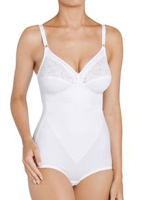 Miederbody Triumph "Formfit BS X", Damen, Gr. 95, Cup D, wei&szlig;, Obermaterial: 54% Polyamid, 22% Baumwolle, 19% Elasthan, 5% sonstige Fasern, figurbetont, Bodys Miederbody, florale Spitze, runder R&uuml;ckenausschnitt, tiefer V-Ausschnitt