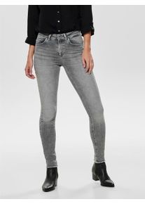 Skinny-fit-Jeans Only "ONLBLUSH MID SK ANK RW REA0918 NOOS", Damen, Gr. M (38), L&auml;nge 30, grau (grau denim), Denim/Jeans, Obermaterial: 92% Baumwolle, 6% Elastomultiester, 2% Elasthan, unifarben, skinny fit, Jeans Skinny-fit-Jeans, mit ausgefranstem Saum