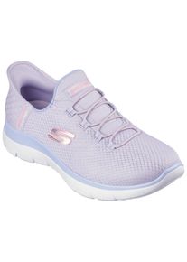 Slip-On Sneaker Skechers "SUMMITS-DIAMOND DREAM", Damen, Gr. 38, lila (lavendel), Textil, Schuhe Slip-On Sneaker, Schlupfschuh, Freizeitschuh mit praktischer Slip-Ins Funktion