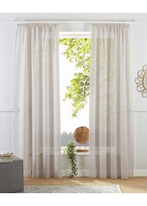 Gardine Bruno Banani "Linus" Gr. 2, beige (sandfarben), B:130cm H:175cm, Polyester, Gardinen, Gardine, 1 Schal, eingewebte Querstreifen, verschiedene Gr&ouml;&szlig;en