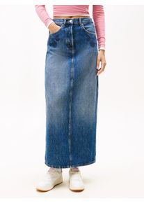 Jeansrock Tommy Jeans "LAYLA MAXI SKIRT CBF DI2057", Damen, Gr. 31, blau (denim schwarz), Denim/Jeans, Obermaterial: 100% Baumwolle, unifarben, lang, R&ouml;cke Jeansrock, mit Stickerei