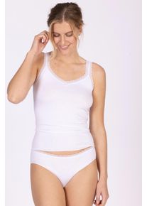 Achseltop Nina von C. "Simply", Damen, Gr. 36, N-Gr, wei&szlig;, Obermaterial: 48% Baumwolle, 47% Modal, 5% Elasthan, bequem, Rundhals, Unterhemden Achseltop, basic, weich, elastisch, bequem, eng, mit Spitze, Rundhalsausschnitt
