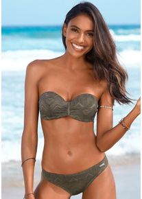 B&uuml;gel-Bandeau-Bikini Buffalo "Romance", Damen, Gr. 40, Cup C, gr&uuml;n (oliv), Polyamid, strukturiert, unifarben, Bikini-Sets B&uuml;gel-Bandeau-Bikini, aus Strukturware