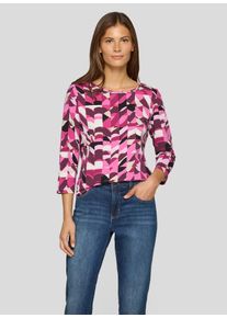 3/4-Arm-Shirt Rabe, Damen, Gr. 48, malve, Web, Obermaterial: 92% Baumwolle, 8% Elasthan, bedruckt, tailliert h&uuml;ftbedeckend, Rundhals, Shirts 3/4-Arm-Shirt, Sommershirt mit grafischem Muster