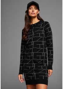 Strickkleid Laura Scott, Damen, Gr. 48, N-Gr, schwarz, Strick, Obermaterial: 50% Viskose, 26% Polyamid, 24% Polyester, Jacquardmuster, gemustert, figurbetont kurz, Rundhals, Raglan&auml;rmel Rippb&uuml;ndchen, Kleider Strickkleid, aus kuscheligem Jacquardstrick mit Grafik-Motiv