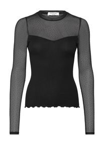 Langarmshirt rosemunde "Bernadine Shirt", Damen, Gr. XS, schwarz, Strick, Obermaterial: 100% Baumwolle, unifarben, figurbetont h&uuml;ftlang, Rundhals, Shirts Langarmshirt, Spitzeneinsatz an Brust und &Auml;rmeln, feminin, bequem, reine Baumwolle