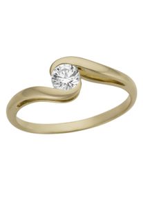 Goldring Firetti "Schmuck Geschenk Gold 333 Damenring Verlobungsring Goldring Solit&auml;r" Gr. 16, gold (gelbgoldfarben, kristallwei&szlig;), Fingerringe, Damen, 16, Gelbgold 333, 1,5mm, Goldring, mit Zirkonia (synth.)