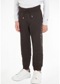 Sweathose Tommy Hilfiger "ESSENTIAL SWEATPANTS", Jungen, Gr. 12/152, N-Gr, schwarz, Obermaterial: 100% Baumwolle, Basic schmal normal, Hosen Sweathose