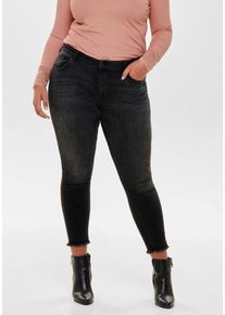 Skinny-fit-Jeans Only CARMAKOMA "CARWILLY REG SK ANK JNS", Damen, Gr. 44, L&auml;nge 32, schwarz (schwarz, used), Jeans, Obermaterial: 92% Baumwolle, 6% Polyester, 2% Elasthan, figurbetont kn&ouml;chelfrei, Jeans Skinny-fit-Jeans, in washed-out Optik