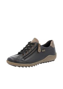 Schn&uuml;rschuh Remonte, Damen, Gr. 43, schwarz (schwarz, beige), Leder, unifarben mit Farbeinsatz, Schuhe Schn&uuml;rschuh, mit Tex-Ausstattung, Freizeitschuh, Halbschuh, Schn&uuml;rschuh
