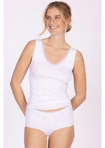 Achselhemd Nina von C. "Simply", Damen, Gr. 38, N-Gr, wei&szlig;, Obermaterial: 48% Baumwolle, 47% Modal, 5% Elasthan, unifarben, bequem, V-Ausschnitt, Unterhemden Achselhemd, basic, weich, elastisch, bequem, eng, mit Spitze, V-Ausschnitt