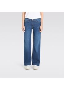 Weite Jeans MAC "WIDE", Damen, Gr. 44, L&auml;nge 32, blau (fashion blau washed), Denim/Jeans, Obermaterial: 91% Baumwolle, 7% Elastomultiester, 2% Elasthan, bequem, Jeans Weite Jeans