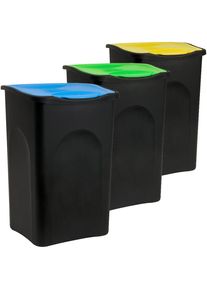 Deuba Afvalbak Set van 3 Blauw/Groen/Geel 50L