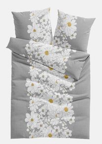 Parure de lit en coton m&eacute;lang&eacute; - gris - taille 135x200 cm avec coton - bonprix