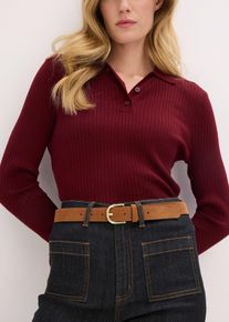 Ceinture en cuir avec boucle brillante - marron - taille 90 - bonprix