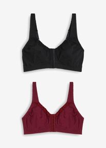 Lot de 2 soutiens-gorge fermeture devant sans armatures avec coton - noir - taille 105B avec coton - bonprix