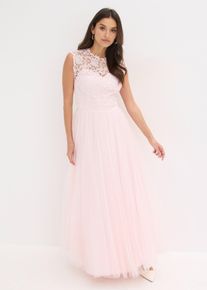 Robe de soir&eacute;e avec haut en dentelle et jupe en tulle fin - rose - taille 50 - bonprix