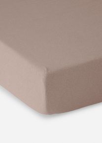Drap housse effet lin - marron - taille 100x200 cm avec coton - bonprix