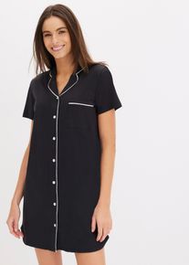 Chemise de nuit courte 100% coton - noir - taille 38/40 (S) - 100% coton - bonprix