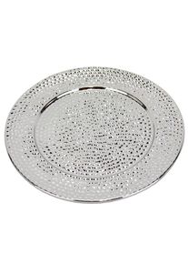 I.GE.A. Dekotablett &raquo;Keramik-Schale&laquo; Dekoschale silber Tablett Weihnachtsdeko Deko Advents-Tablett rund