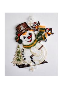 Stickereien Plauen Fensterbild &raquo;Schneemann mit Schal&laquo;