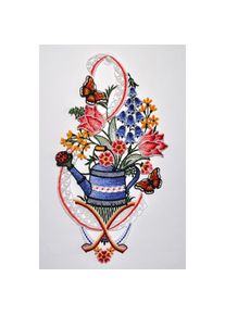 Stickereien Plauen Fensterbild &raquo;Fensterbild Gie&szlig;kanne&laquo; Echte Plauener Spitze