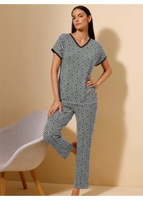 w&auml;schepur Dames Pyjama in zwart/wit geprint ,maat 36/38, Witt, 95% Modal, 5% Elastan