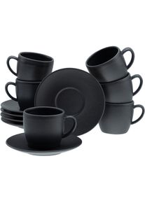 Creatable Cappuccinotasse &raquo;Soft Touch Black&laquo; 12-teiliges Set, mit Untertasse