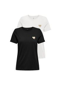 Only Kurzarmshirt &raquo;ONLKITA LIFE S/S TOP 2 PACK CS JRS&laquo; Packung, 2 Stk. Baumwolle, Glitzerdruck schwarz, Gr&ouml;&szlig;e M