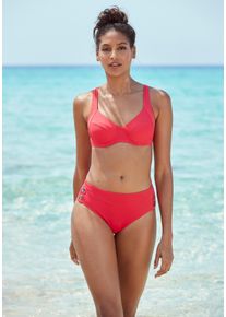 B&uuml;gel-Bikini Vivance, Damen, Gr. 42, Cup B, rot (knallrot), Polyamid, unifarben, Bikini-Sets B&uuml;gel-Bikini, mit goldfarbenen Zierkn&ouml;pfen