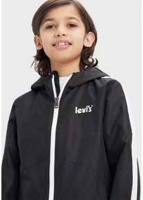 Windbreaker LEVI'S KIDS "LVB CORE WINDBREAKER", Jungen, Gr. 10 (140), schwarz, Web, Obermaterial: 100% Polyester, unifarben, regular fit normal, B&uuml;ndchen, Jacken Windbreaker, mit Logo Print for BOYS