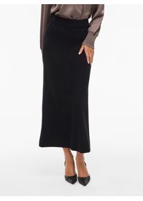 Maxirock Vila "VIRIL ANKLE KNIT SKIRT - NOOS", Damen, Gr. L (40), schwarz, Feinstrick, Obermaterial: 50% Viskose, 28% Polyester, 22% Nylon, unifarben, regular fit wadenlang, R&ouml;cke Maxirock