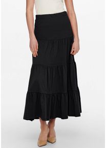Maxirock Only "ONLMAY MAXI SKIRT", Damen, Gr. XXS (32), schwarz, Jersey, Obermaterial: 100% Baumwolle, unifarben, figurbetont kn&ouml;chelfrei, R&ouml;cke Maxirock, Baumwolle, mit Volant