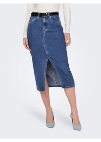 Jeansrock Only "ONLSIRI FRONT SLIT SKIRT DNM GUA NOOS", Damen, Gr. L (40), blau (medium blau denim), Denim/Jeans, Obermaterial: 74% Baumwolle, 25% Polyester, 1% Elasthan, unifarben, ca. Mitte Wade, R&ouml;cke Jeansrock