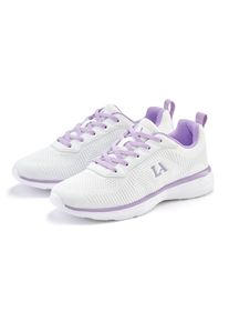 Sneaker Lascana "Turnschuhe", M&auml;dchen, Gr. 42, lila (wei&szlig;, lila), Obermaterial: 60% Textilmaterial, 40% Lederimitat. Decksohle: 100% Textilmaterial. Futter: 100% Textilmaterial. Laufsohle: 100% Synthetik, kontrastfarbene Details, unifarben, Basic, Schuhe Sneaker, Freizeitschuh, Halbschuh im sportiven Look VEGAN