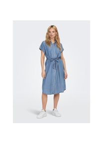 Only Jeanskleid &raquo;ONLPEMA &ndash; Jeanskleid mit Knopfleiste und Brusttaschen&laquo; Brusttaschen regular fit, modisch, Denim, Lyocell, Rundhals blau, Gr&ouml;&szlig;e M (38)