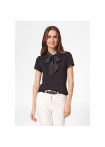 Madeleine Mode MADELEINE Kurzarmshirt &raquo;Blusenshirt Kurzarmoberteil mit Schluppe&laquo; Glanzb&auml;nder die zur Schluppe gebunden werden schwarz, Gr&ouml;&szlig;e 40