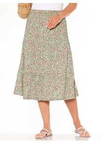 Stufenrock Classic Basics, Damen, Gr. 52, rosa (eucalyptus, rosenquarz, bedruckt), 100% Polyester, gebl&uuml;mt, gemustert, mehrfarbig, wadenlang, R&ouml;cke Stufenrock