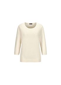 GOLDNER Rundhalspullover &raquo;Kurzgr&ouml;&szlig;e Halbarm Baumwollpullover mit Struktur&laquo; Rundhalsausschnitt wei&szlig;, Gr&ouml;&szlig;e 20