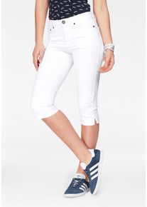 Caprijeans Arizona "mit Schlitz am Saum", Damen, Gr. 34, N-Gr, wei&szlig;, Denim/Jeans, Obermaterial: 98% Baumwolle, 2% Elasthan, clean, Basic, schmal, Jeans Caprijeans, schmale Passform, mit stylischen Nieten, hohe Taille