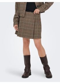 Karorock Only "ONLRICCA LIFE CHECK MW SKIRT OTW", Damen, Gr. S (36), braun (seal braun detail:check), Web, Obermaterial: 90% Polyester, 10% Wolle, kariert, kurz, R&ouml;cke Karorock