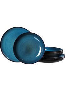 Ritzenhoff & Breker Tafelservice RITZENHOFF & BREKER "Teller Set, Geschirr-Set Bali", blau, 8 Stk., Steingut, Geschirr-Sets, Tafelservice, Reaktivglasur, jedes St&uuml;ck ein Unikat, 8 Teile, f&uuml;r 4 Personen