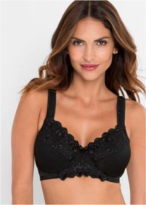 Minimizer-BH bonprix "Minimizer-BH mit gepolsterten Tr&auml;gern", Damen, Gr. 75, Cup D, schwarz, Obermaterial: 82% Polyamid, 18% Elasthan. Futter: 100% Baumwolle. Spitze: 62% Polyester, 31% Polyamid, 7% Elasthan, BHs Minimizer-BH, minimierende Passform, gepolfterte Tr&auml;ger